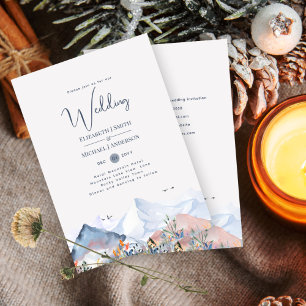 LeahG Mountain Scene Winter Wedding Invitation