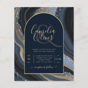 LeahG Navy Blue Gold Agate STARRY NIGHT Wedding