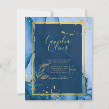 LeahG® Navy Blue Gold Alcohol Ink Wedding