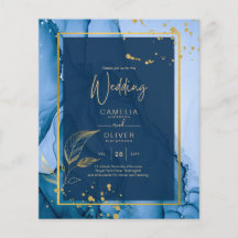 LeahG® Navy Blue Gold Alcohol Ink Wedding