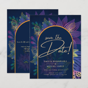 LeahG Navy Purple Gold JEWEL TONES Wedding INVITE