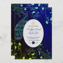 LeahG Peacock Blue Islamic Muslim Wedding Invites 
