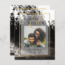 LeahG PHOTO Wedding Black Gold INK Save Date