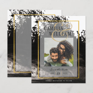 LeahG PHOTO Wedding Black Gold INK Save Date