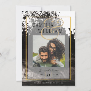 LeahG PHOTO Wedding Black Gold INK Save Date Invitation