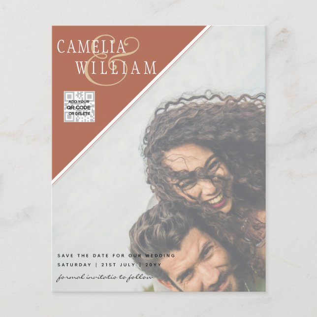 LeahG PHOTO WEDDING QR CODE RSVP SAVE DATE INVITE Flyer (Front)