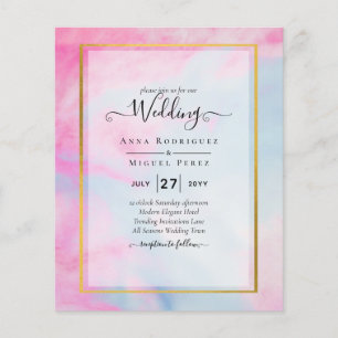 LeahG Pink Aqua Blue Gold INK Wedding INVITE Flyer