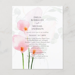 LeahG Pink Calla Lily Floral Wedding Invite allin1 Flyer