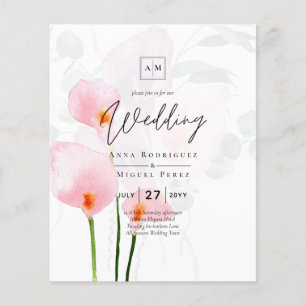 LeahG Pink Calla Lily Floral Wedding Invite allin1 Flyer