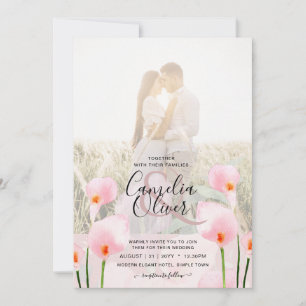 LeahG Pink Calla Lily PHOTO Overlay Wedding Invite