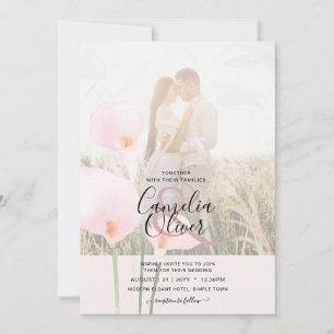 LeahG Pink Calla Lily PHOTO Overlay Wedding Invite
