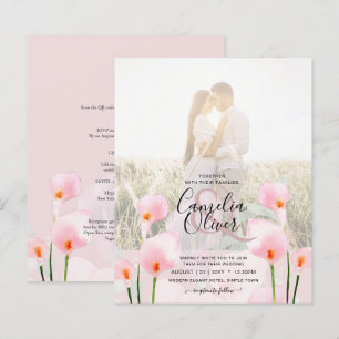 LeahG Pink Calla Lily PHOTO Overlay Wedding Invite
