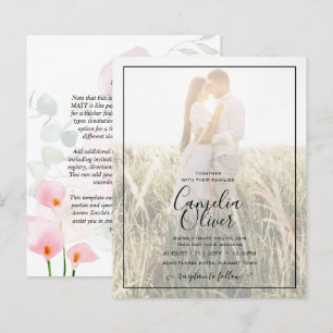 LeahG Pink Calla Lily Photo Overlay Wedding Invite