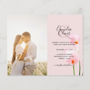 LeahG Pink Calla Lily PHOTO Overlay Wedding Invite
