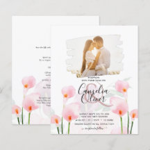 LeahG Pink Calla Lily PHOTO Overlay Wedding Invite