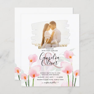 LeahG Pink Calla Lily PHOTO Overlay Wedding Invite