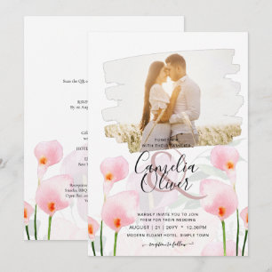 LeahG Pink Calla Lily PHOTO Overlay Wedding Invite