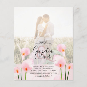 LeahG Pink Calla Lily PHOTO Overlay Wedding Invite Flyer