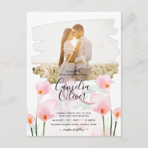 LeahG Pink Calla Lily PHOTO Overlay Wedding Invite Postcard