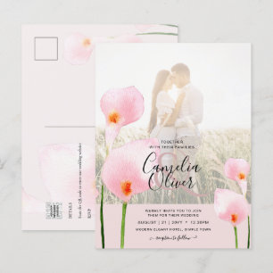 LeahG Pink Calla Lily PHOTO Overlay Wedding Invite Postcard