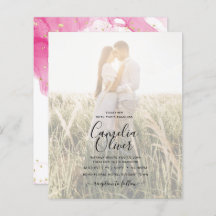 LeahG PINK GOLD INK Abstract Wedding INVITE