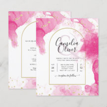 LeahG PINK GOLD INK Abstract Wedding INVITE