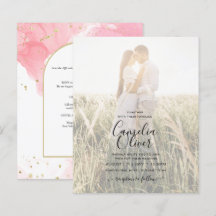 LeahG PINK GOLD INK Abstract Wedding INVITE