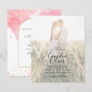 LeahG PINK GOLD INK Abstract Wedding INVITE