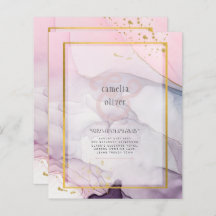 LeahG Pink Purple Lavender Gold INK Wedding INVITE