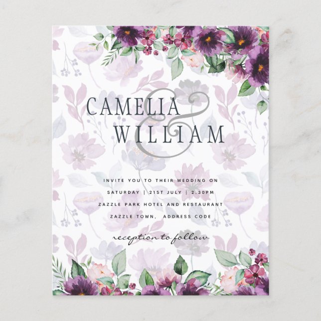 LeahG Plum Purple Berry Floral Wedding Fall Winter Flyer (Front)