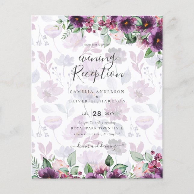 LeahG Plum Purple Berry Floral Wedding Fall Winter Flyer (Front)