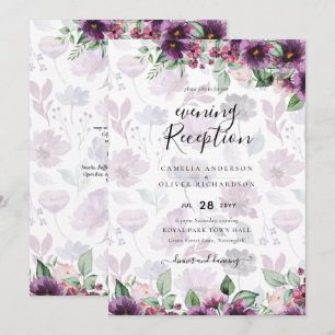 LeahG Plum Purple Berry Floral Wedding Fall Winter Invitation