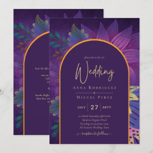 LeahG Plum Purple Gold JEWEL TONES Wedding INVITE