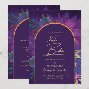 LeahG Plum Purple Gold JEWEL TONES Wedding INVITE