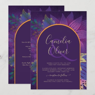 LeahG Plum Purple Gold JEWEL TONES Wedding INVITE