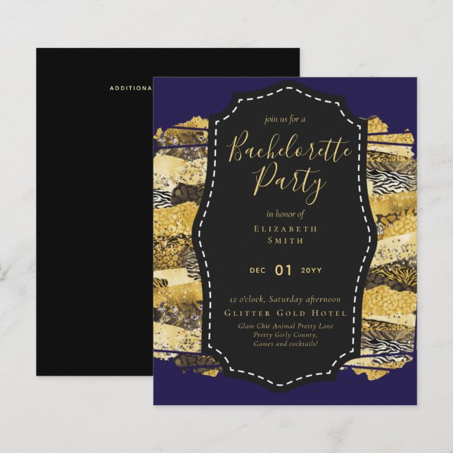 LeahG Pretty Girly Bachelorette Glam Animal Prints (Front/Back)