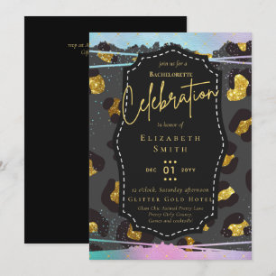 LeahG Pretty Girly Bachelorette Glam Animal Prints Invitation