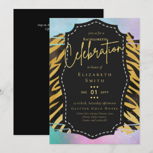 LeahG Pretty Girly Bachelorette Glam Animal Prints Invitation