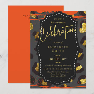 LeahG Pretty Girly Bachelorette Glam Animal Prints Invitation