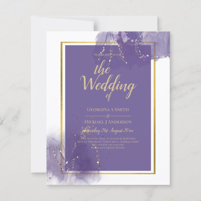 LeahG PURPLE GOLD Wedding Lavender ALCOHOL INK (Front)