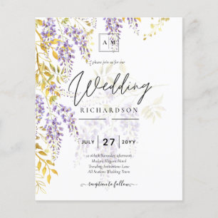 LeahG Purple Gold WISTERIA Floral Wedding INVITE Flyer