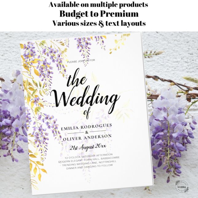 LeahG Purple Gold WISTERIA Floral Wedding INVITE Flyer (Creator Uploaded)