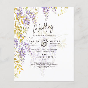 LeahG Purple Gold WISTERIA Floral Wedding INVITE Flyer