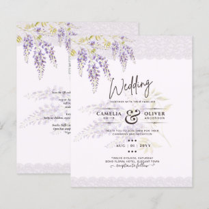 LeahG Purple WISTERIA Lace Floral Wedding INVITE