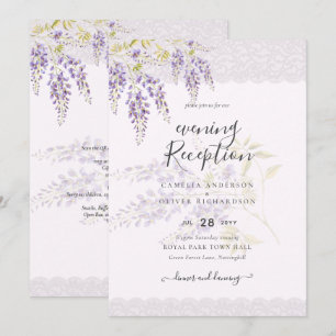 LeahG Purple WISTERIA Lace Floral Wedding INVITE