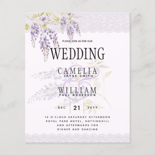 LeahG Purple WISTERIA Lace Floral Wedding INVITE Flyer