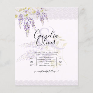 LeahG Purple WISTERIA Lace Floral Wedding INVITE Flyer