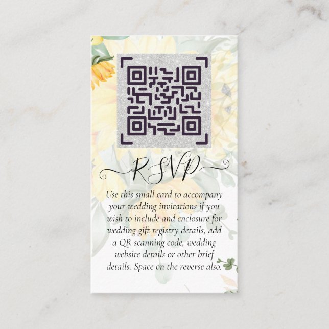 LeahG QR Code Wedding Details Insert RSVP Gifts  (Front)
