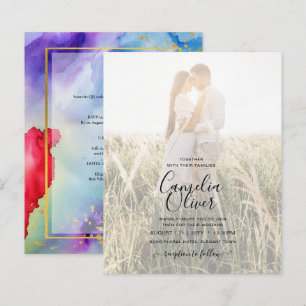 LeahG Rainbow Pride Alcohol INK Wedding Invite