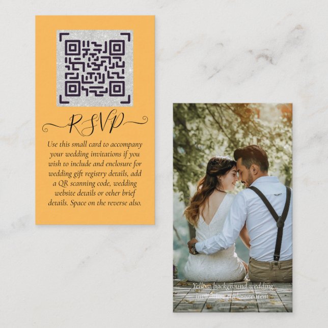 LeahG RSVP QR Code PHOTO Details Wedding Card (Front/Back)